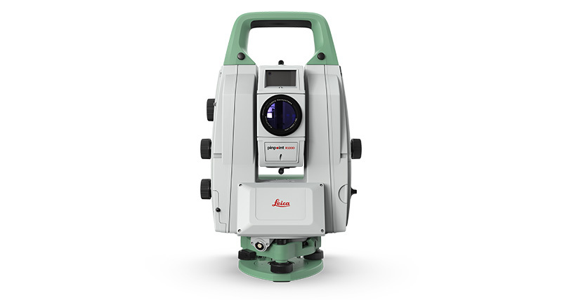 Station totale de surveillance Leica Nova TM60, vue de face avec poignée verte